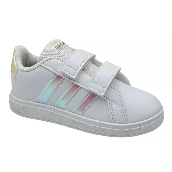 Adidas Grand Court Toddler Girls Slip on Casual Sneakers Size 10 White/Silver - Picture 4 of 13
